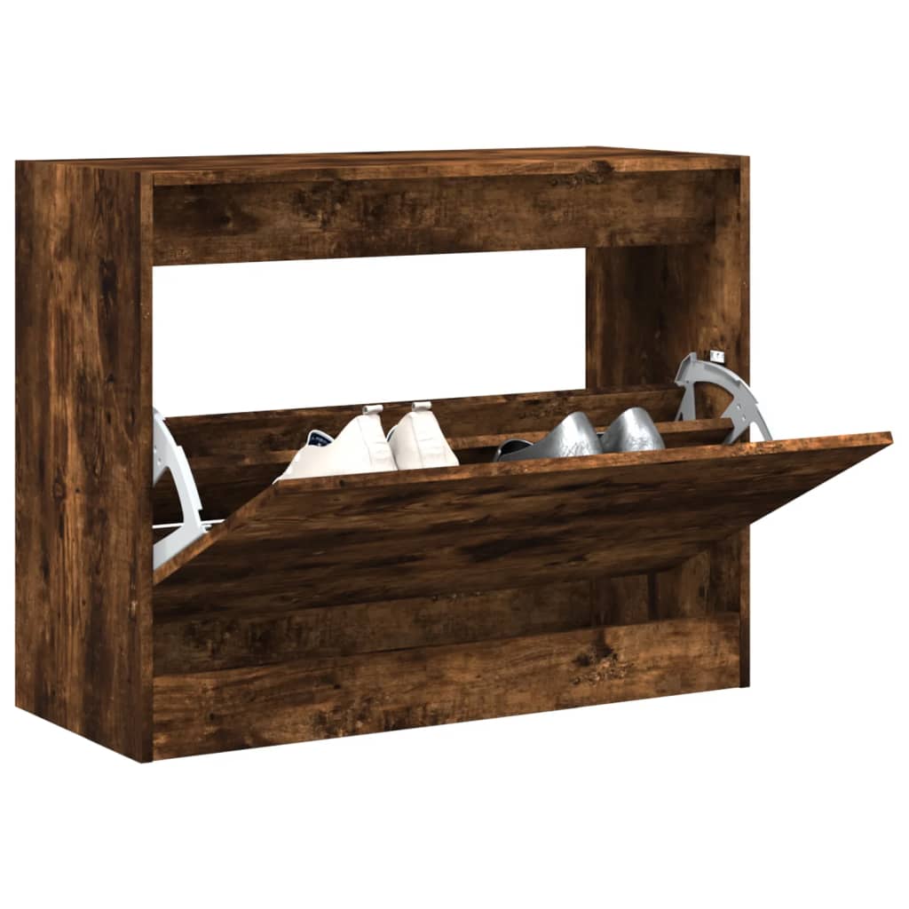 Armoire à chaussures chêne fumé 80x34x63 cm bois d'ingénierie - XIOS
