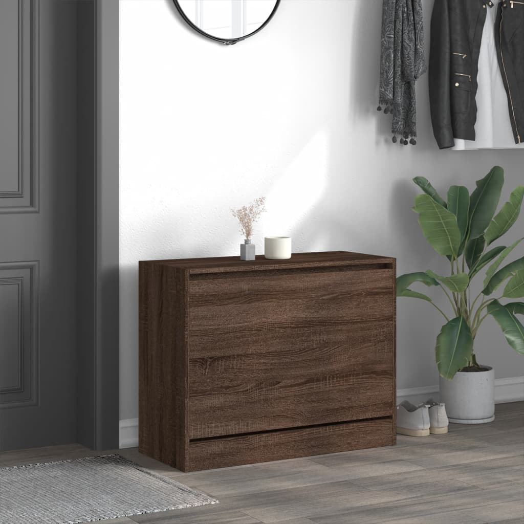 Armoire à chaussures chêne marron 80x34x63 cm bois ingénierie - XIOS