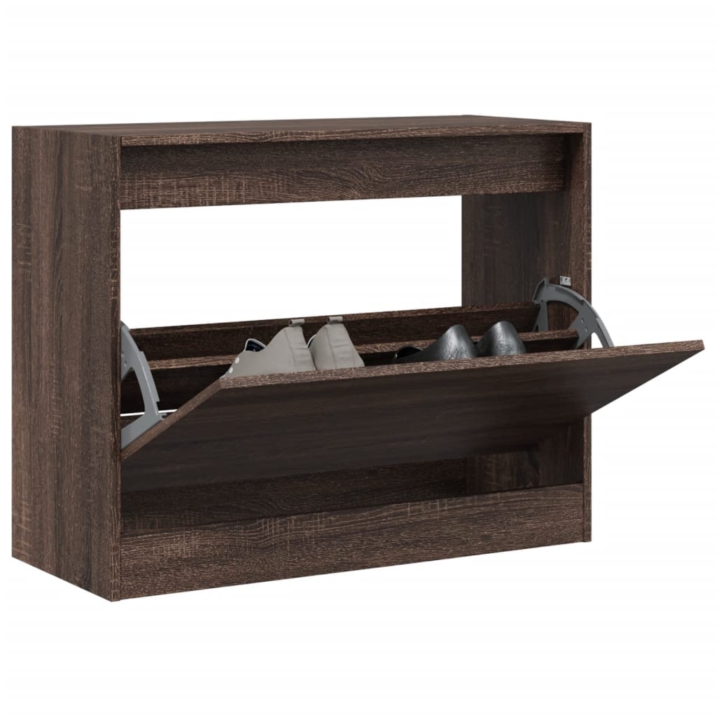 Armoire à chaussures chêne marron 80x34x63 cm bois ingénierie - XIOS