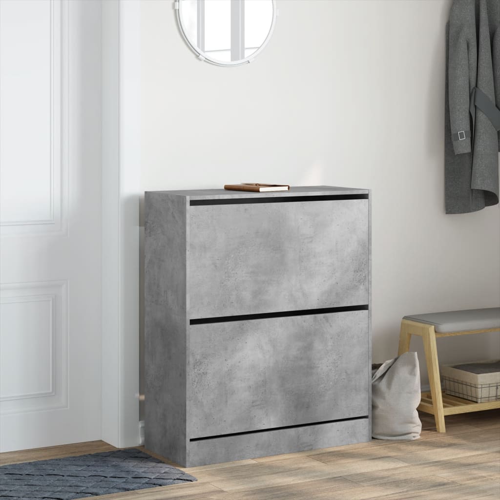 Armoire à chaussures gris béton 80x34x96,5 cm bois d'ingénierie - XIOS