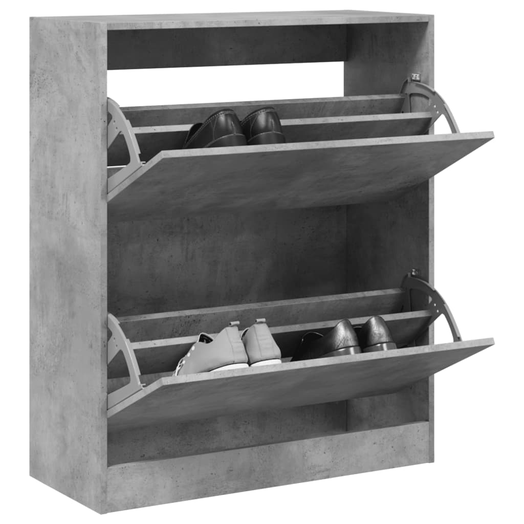 Armoire à chaussures gris béton 80x34x96,5 cm bois d'ingénierie - XIOS