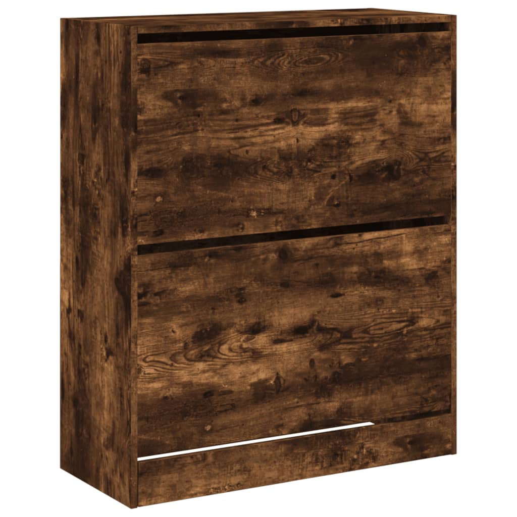 Armoire à chaussures chêne fumé 80x34x96,5 cm bois d'ingénierie - XIOS