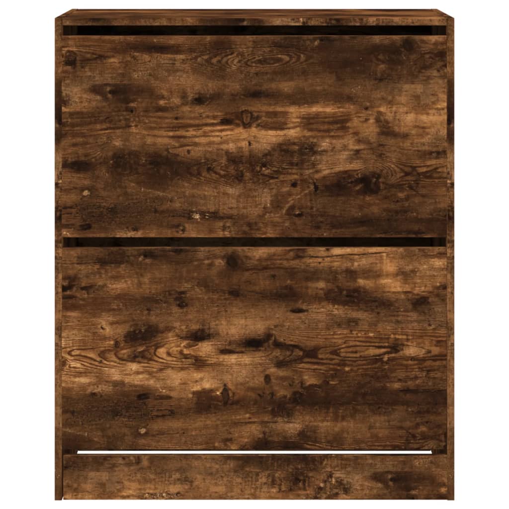 Armoire à chaussures chêne fumé 80x34x96,5 cm bois d'ingénierie - XIOS