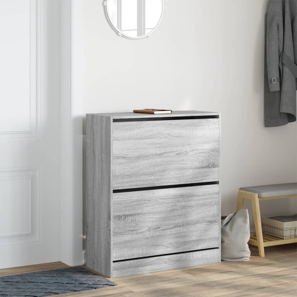 Armoire à chaussures sonoma gris 80x34x96,5cm bois d'ingénierie - XIOS