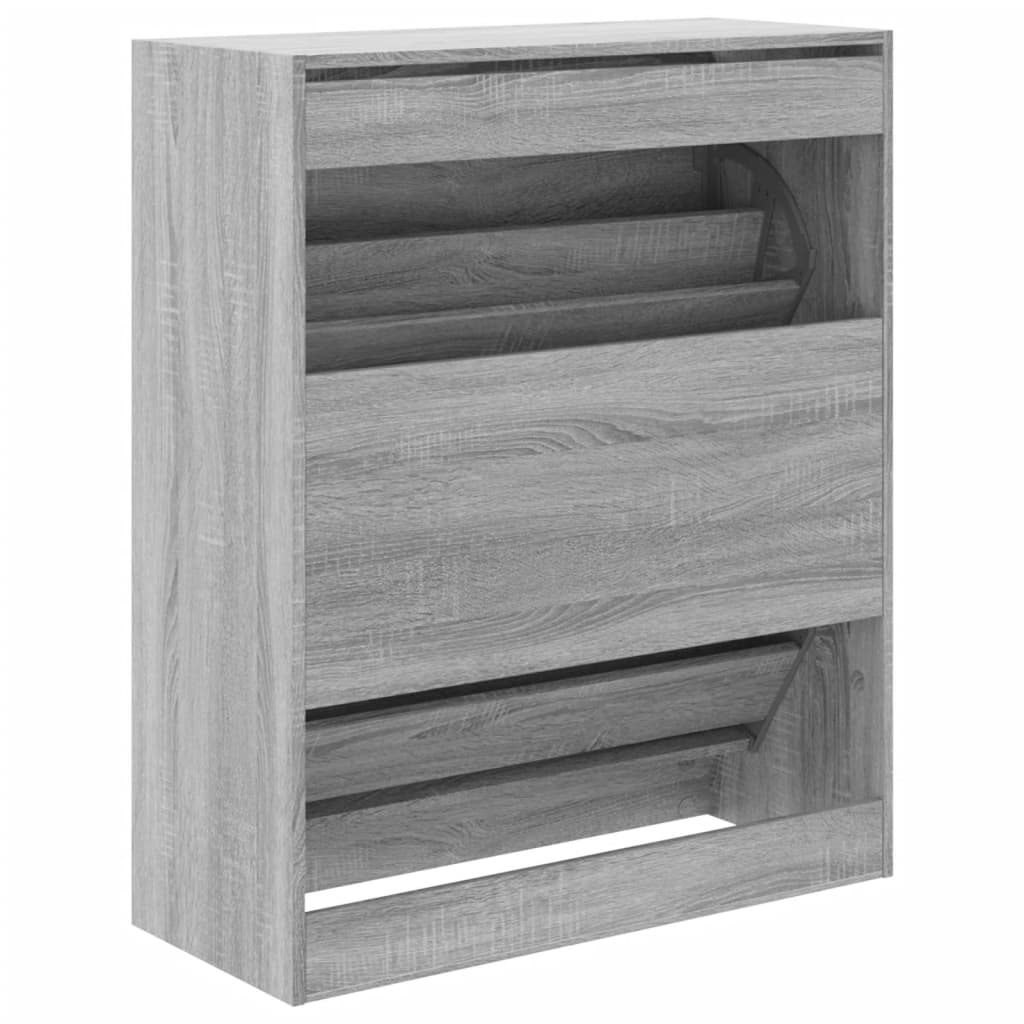 Armoire à chaussures sonoma gris 80x34x96,5cm bois d'ingénierie - XIOS
