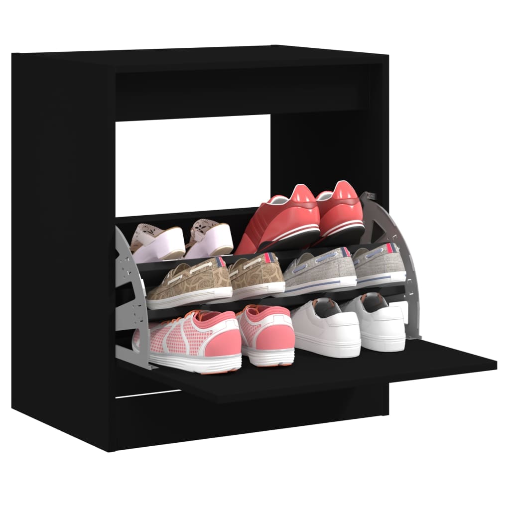 Armoire à chaussures noir 60x42x69 cm bois d'ingénierie - XIOS