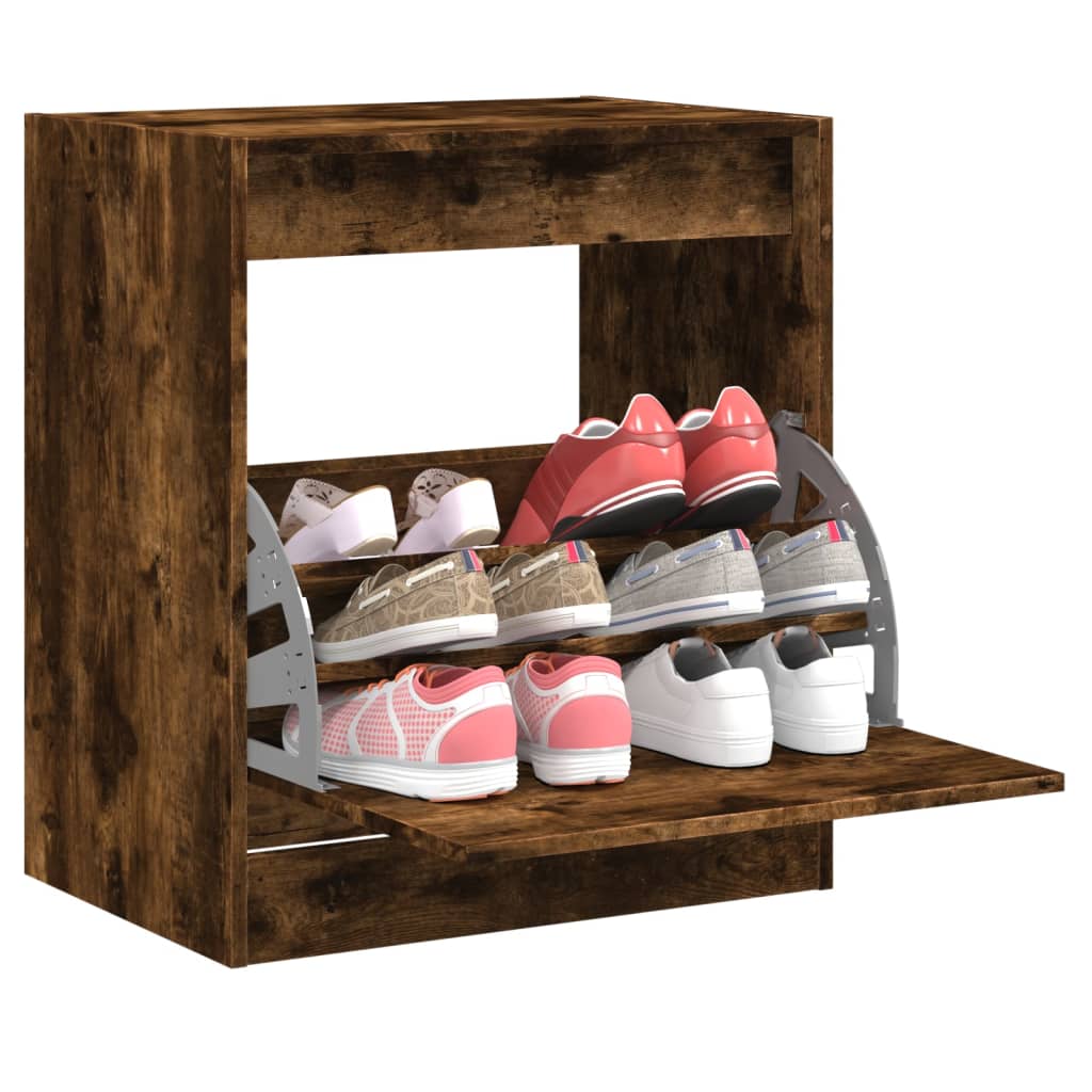 Armoire à chaussures chêne fumé 60x42x69 cm bois d'ingénierie - XIOS