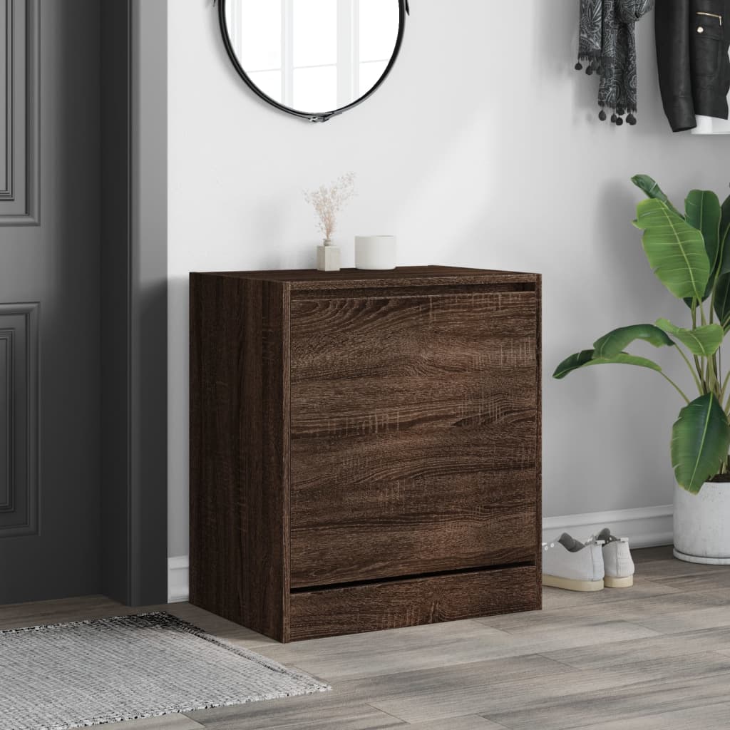 Armoire à chaussures chêne marron 60x42x69 cm bois ingénierie - XIOS