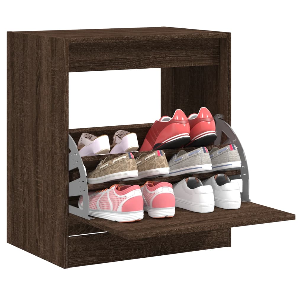 Armoire à chaussures chêne marron 60x42x69 cm bois ingénierie - XIOS