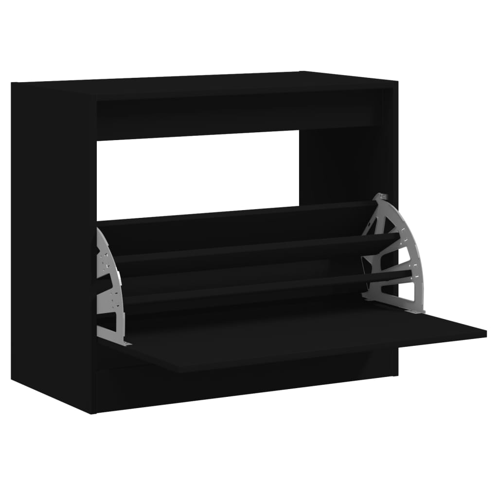 Armoire à chaussures noir 80x42x69 cm bois d'ingénierie - XIOS