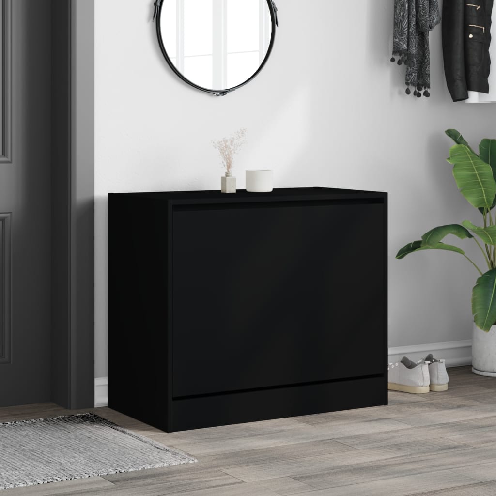 Armoire à chaussures noir 80x42x69 cm bois d'ingénierie - XIOS