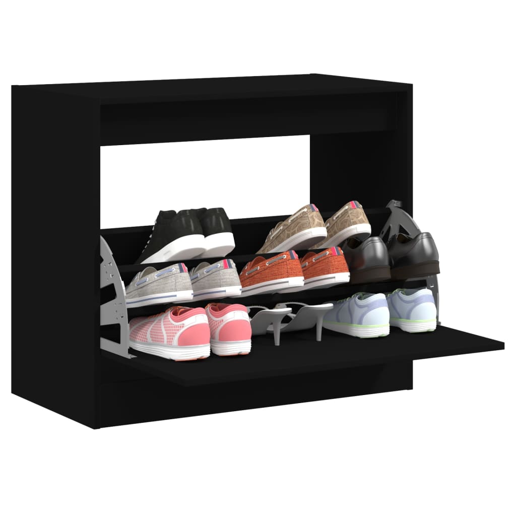 Armoire à chaussures noir 80x42x69 cm bois d'ingénierie - XIOS