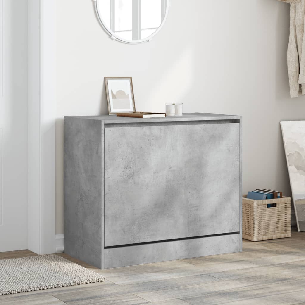 Armoire à chaussures gris béton 80x42x69 cm bois d'ingénierie - XIOS