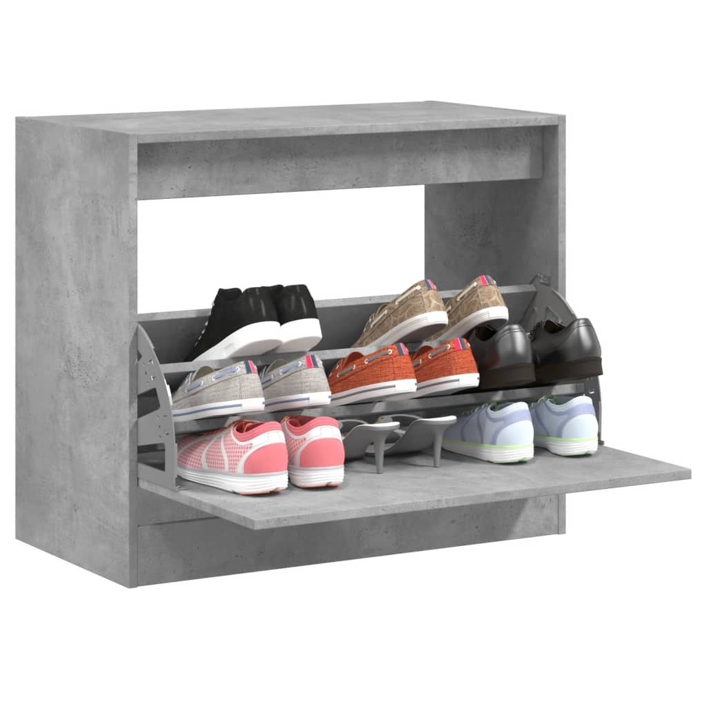 Armoire à chaussures gris béton 80x42x69 cm bois d'ingénierie - XIOS