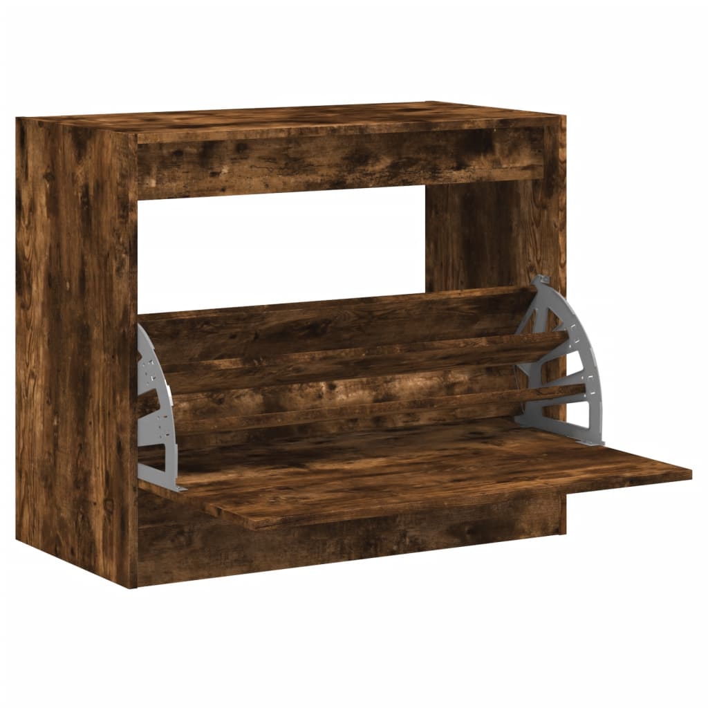 Armoire à chaussures chêne fumé 80x42x69 cm bois d'ingénierie - XIOS