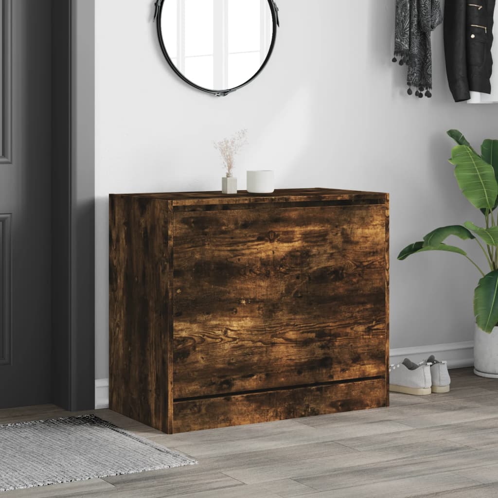 Armoire à chaussures chêne fumé 80x42x69 cm bois d'ingénierie - XIOS
