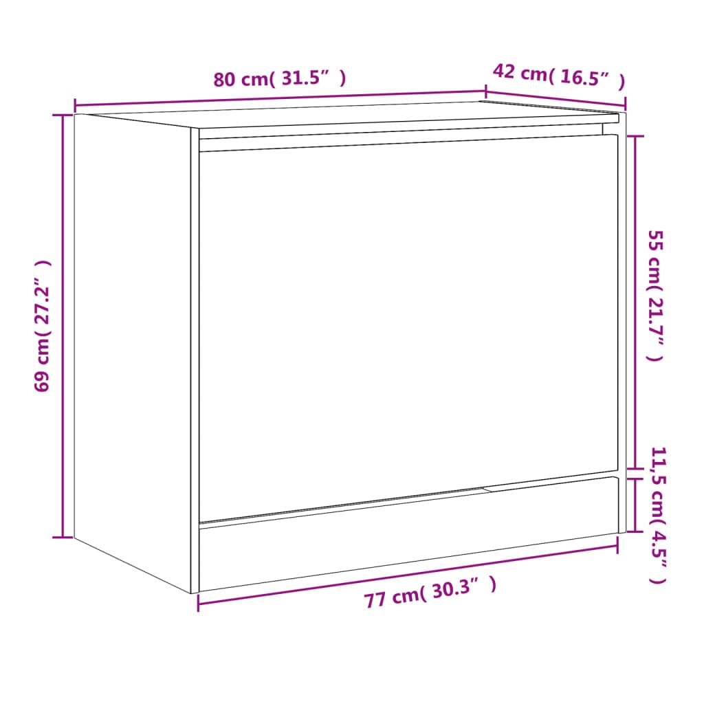 Armoire à chaussures chêne fumé 80x42x69 cm bois d'ingénierie - XIOS