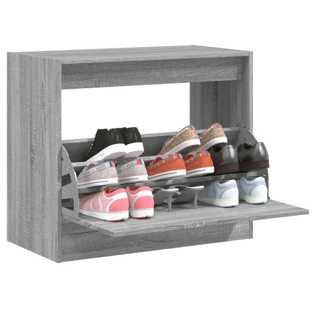 Armoire à chaussures sonoma gris 80x42x69 cm bois d'ingénierie - XIOS