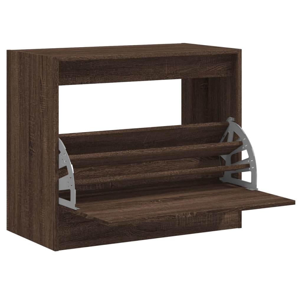 Armoire à chaussures chêne marron 80x42x69 cm bois ingénierie - XIOS
