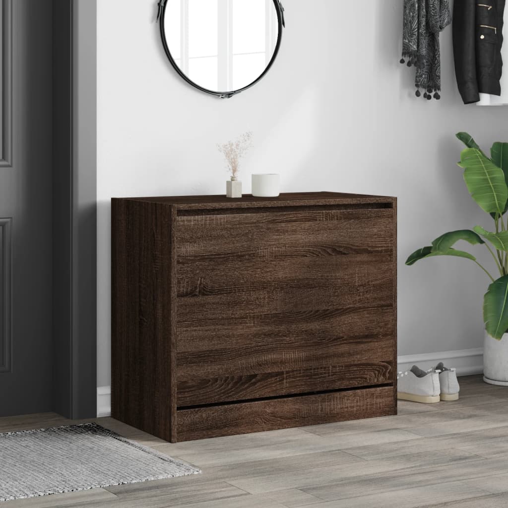 Armoire à chaussures chêne marron 80x42x69 cm bois ingénierie - XIOS