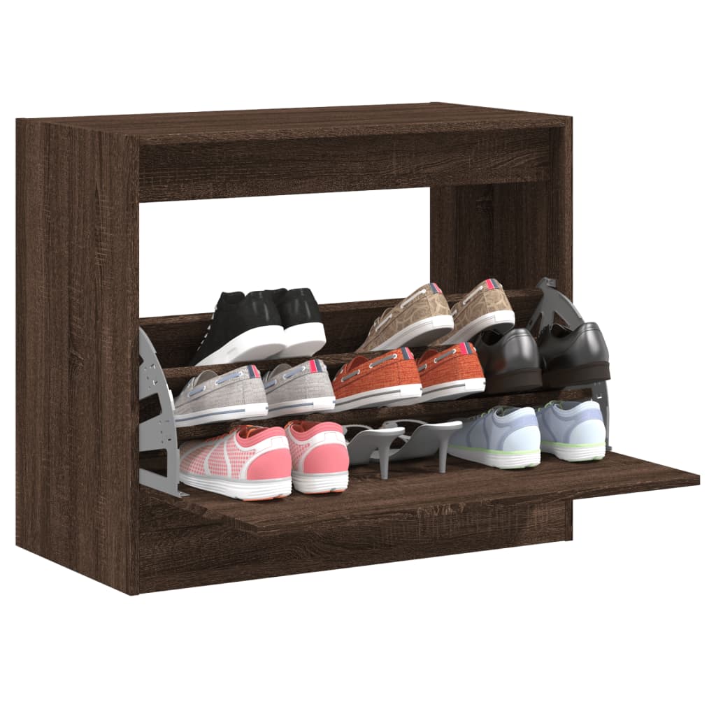 Armoire à chaussures chêne marron 80x42x69 cm bois ingénierie - XIOS