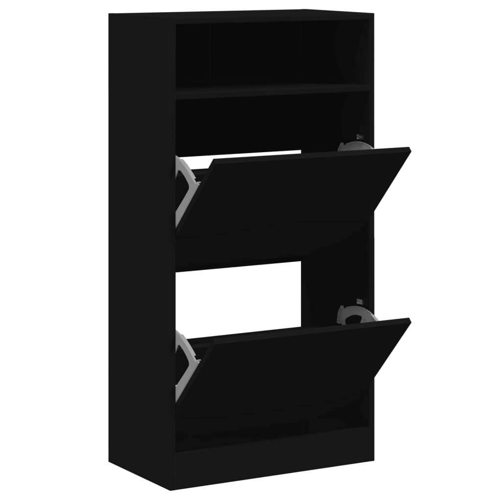 Armoire à chaussures noir 60x34x116 cm bois d'ingénierie - XIOS