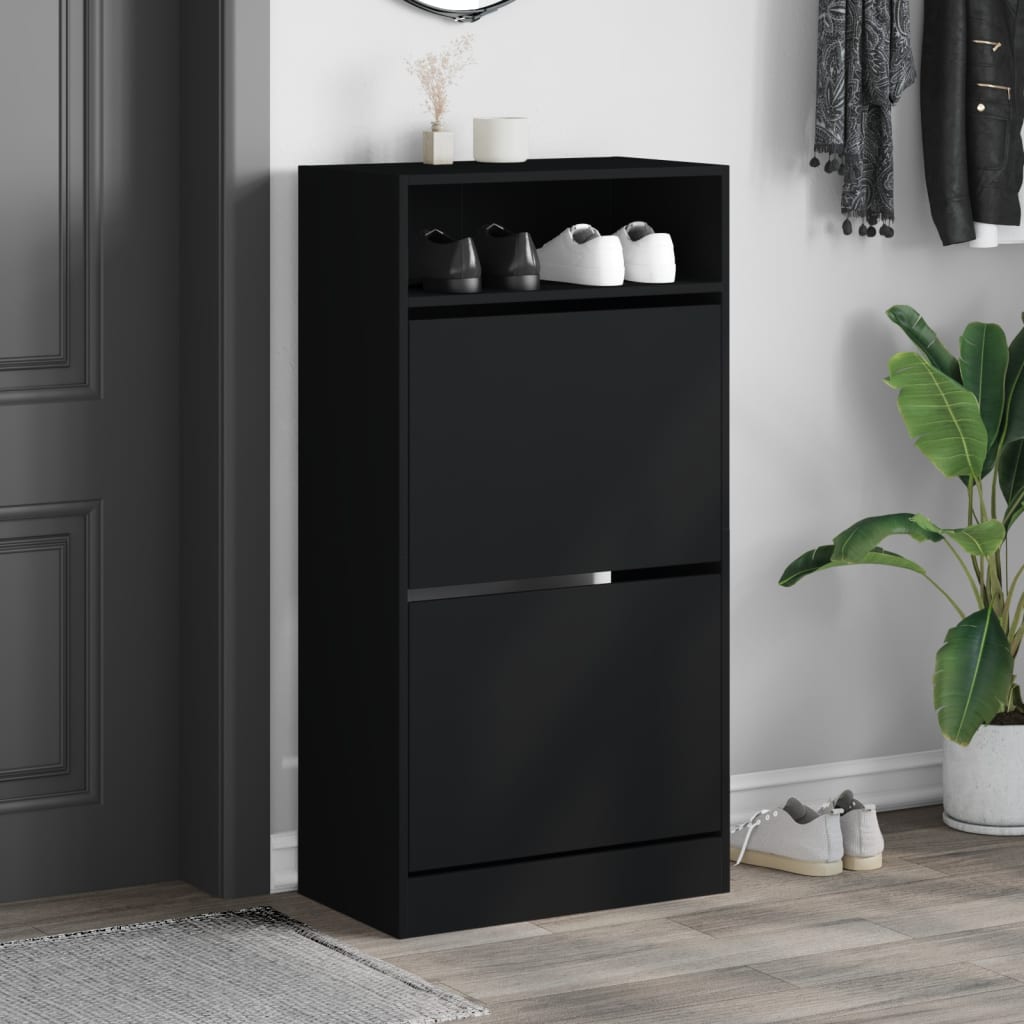 Armoire à chaussures noir 60x34x116 cm bois d'ingénierie - XIOS
