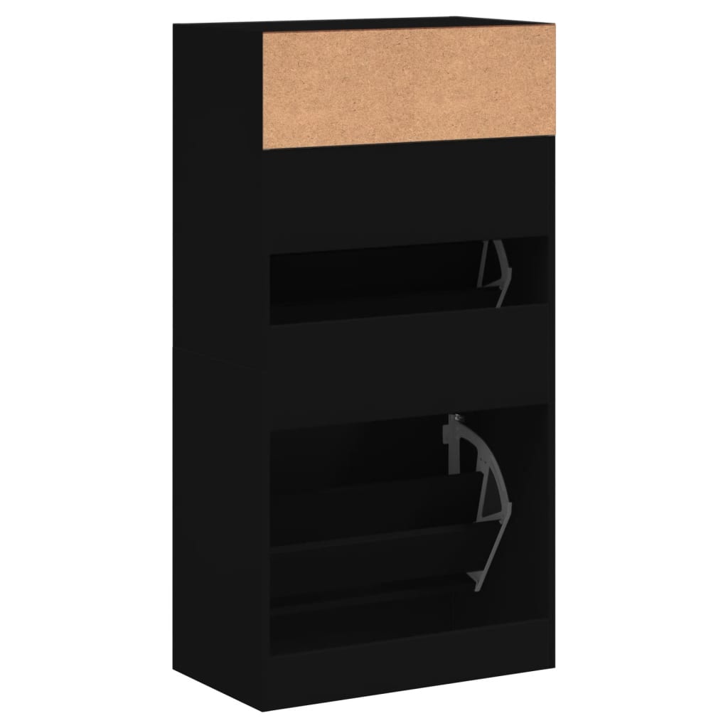 Armoire à chaussures noir 60x34x116 cm bois d'ingénierie - XIOS