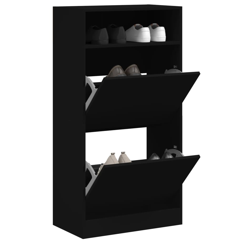 Armoire à chaussures noir 60x34x116 cm bois d'ingénierie - XIOS