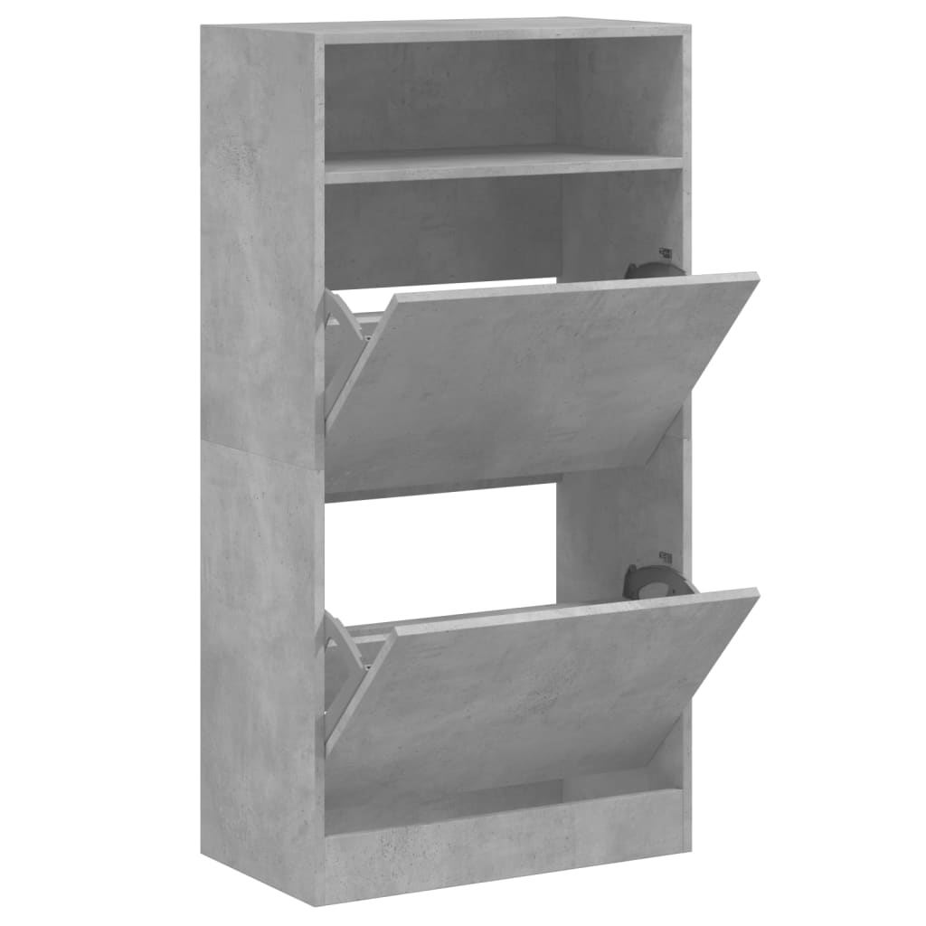 Armoire à chaussures gris béton 60x34x116 cm bois d'ingénierie - XIOS