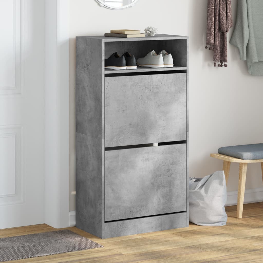 Armoire à chaussures gris béton 60x34x116 cm bois d'ingénierie - XIOS