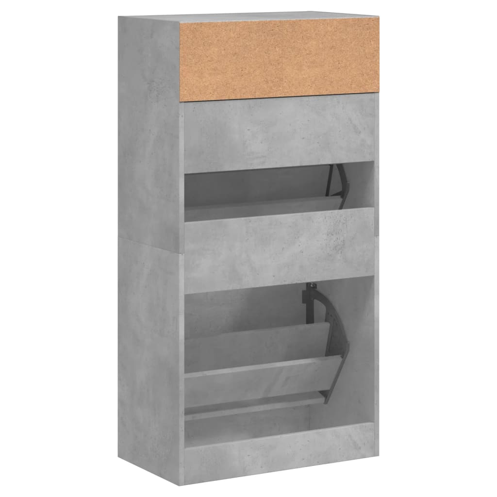 Armoire à chaussures gris béton 60x34x116 cm bois d'ingénierie - XIOS