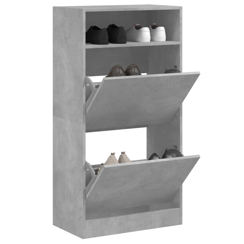 Armoire à chaussures gris béton 60x34x116 cm bois d'ingénierie - XIOS