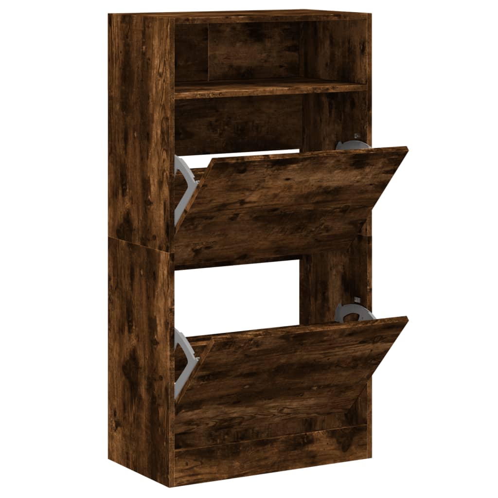 Armoire à chaussures chêne fumé 60x34x116 cm bois d'ingénierie - XIOS