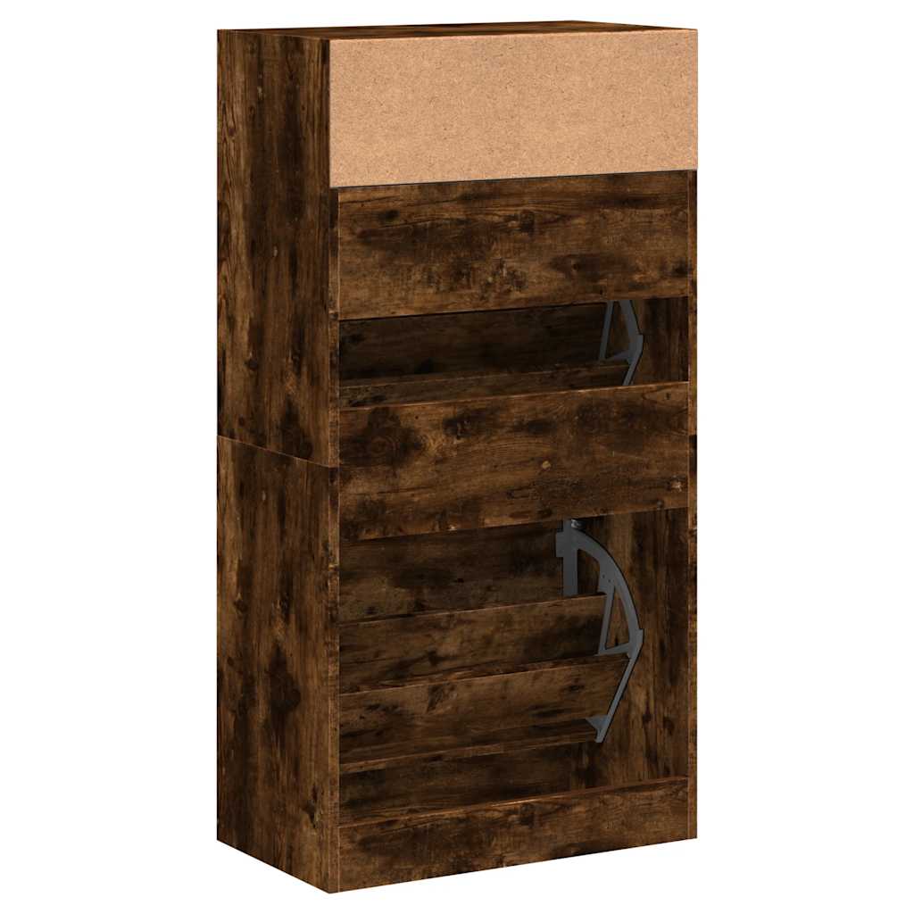 Armoire à chaussures chêne fumé 60x34x116 cm bois d'ingénierie - XIOS