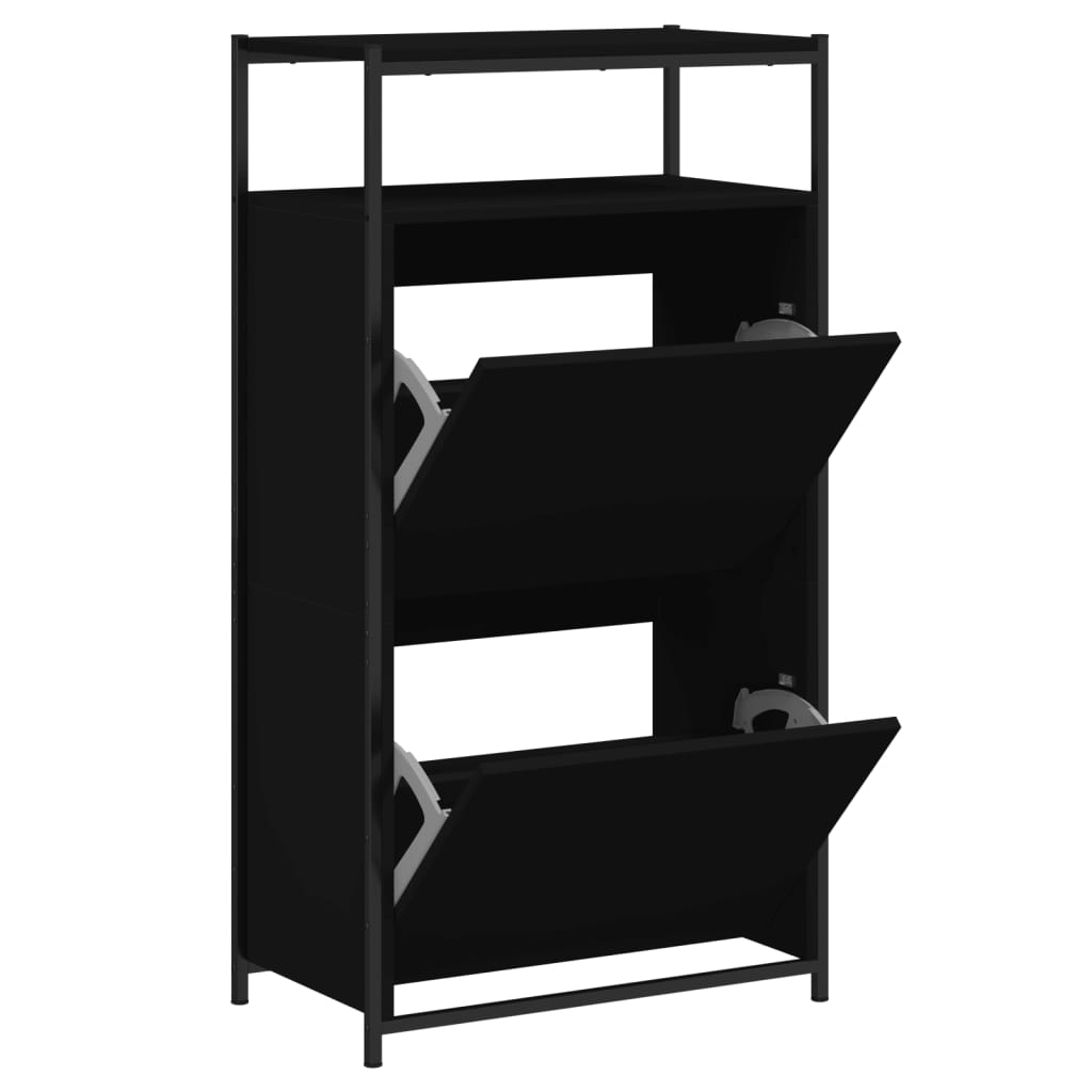 Armoire à chaussures noir 60x34x112 cm bois d'ingénierie - XIOS