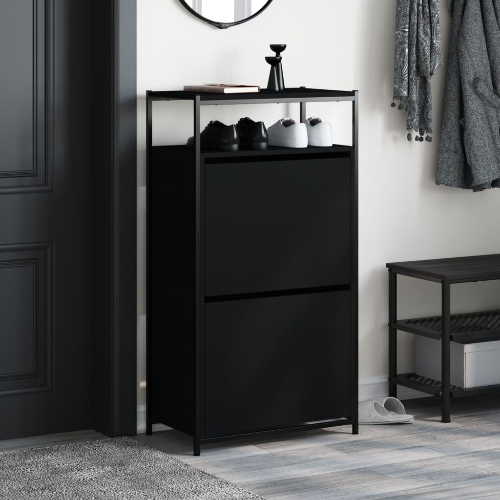 Armoire à chaussures noir 60x34x112 cm bois d'ingénierie - XIOS