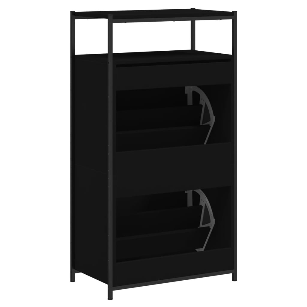Armoire à chaussures noir 60x34x112 cm bois d'ingénierie - XIOS