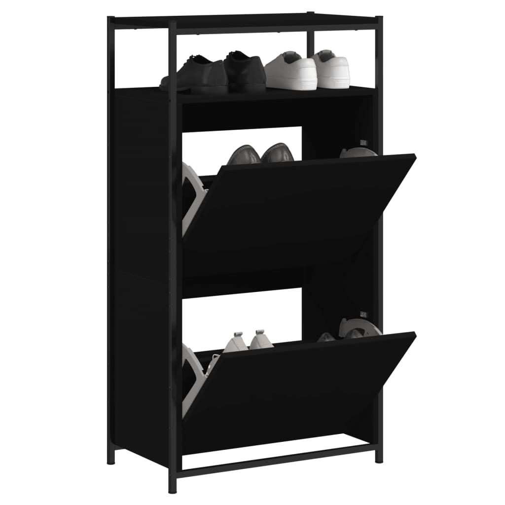Armoire à chaussures noir 60x34x112 cm bois d'ingénierie - XIOS