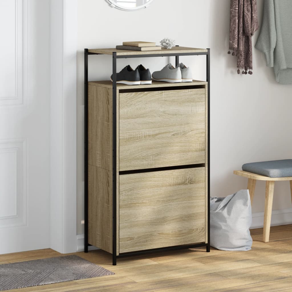 Armoire à chaussures chêne sonoma 60x34x112cm bois d'ingénierie - XIOS