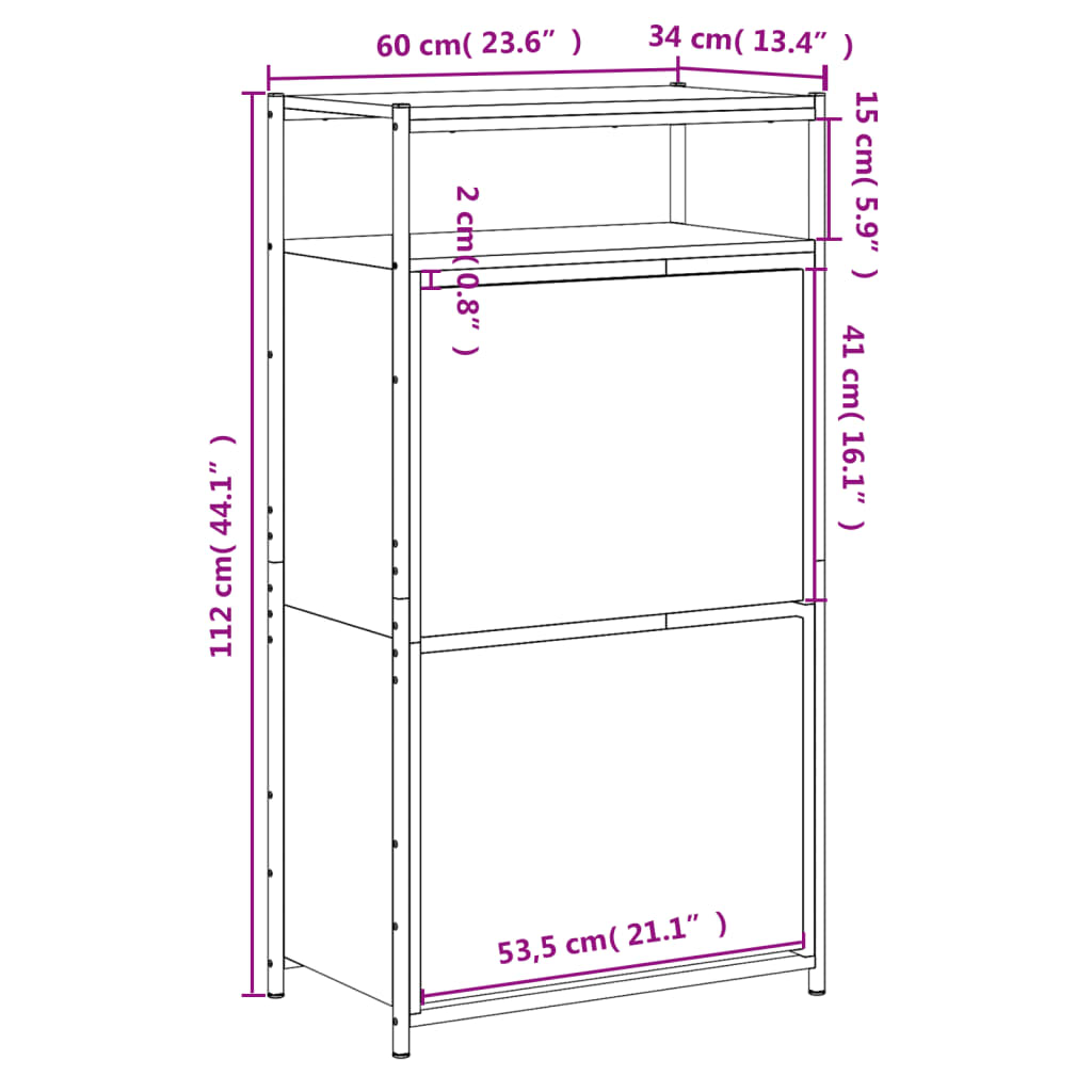 Armoire à chaussures chêne sonoma 60x34x112cm bois d'ingénierie - XIOS