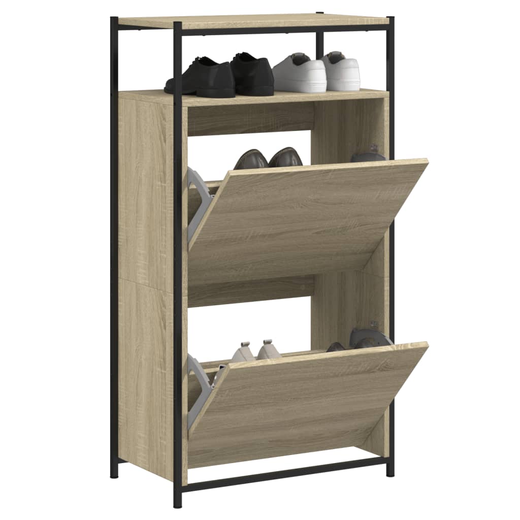 Armoire à chaussures chêne sonoma 60x34x112cm bois d'ingénierie - XIOS
