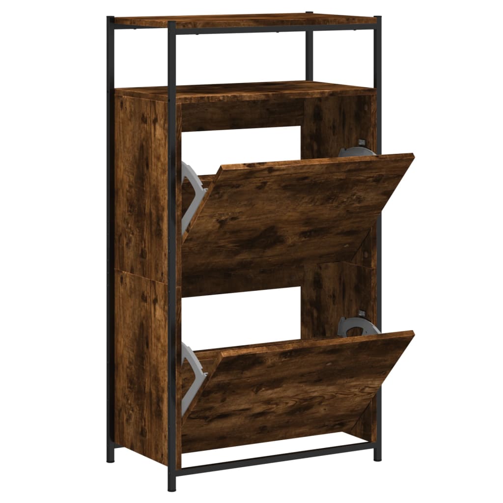Armoire à chaussures chêne fumé 60x34x112 cm bois d'ingénierie - XIOS