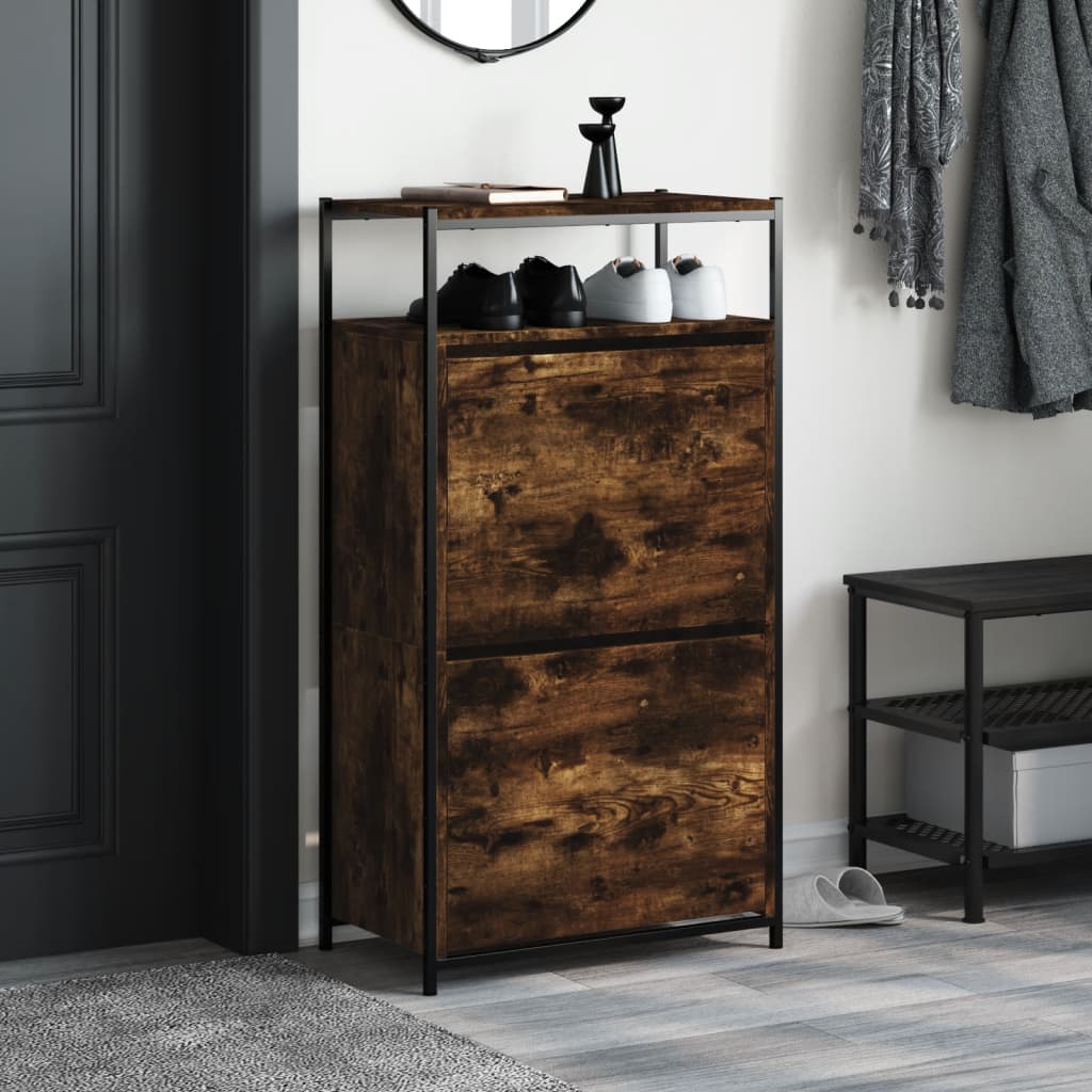 Armoire à chaussures chêne fumé 60x34x112 cm bois d'ingénierie - XIOS