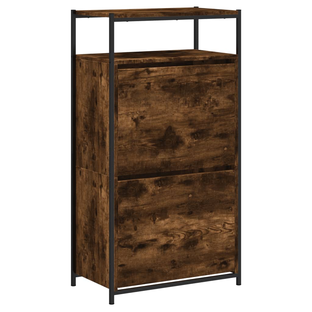 Armoire à chaussures chêne fumé 60x34x112 cm bois d'ingénierie - XIOS