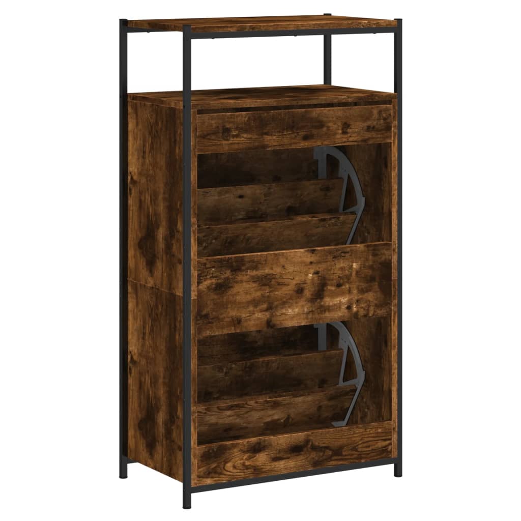 Armoire à chaussures chêne fumé 60x34x112 cm bois d'ingénierie - XIOS