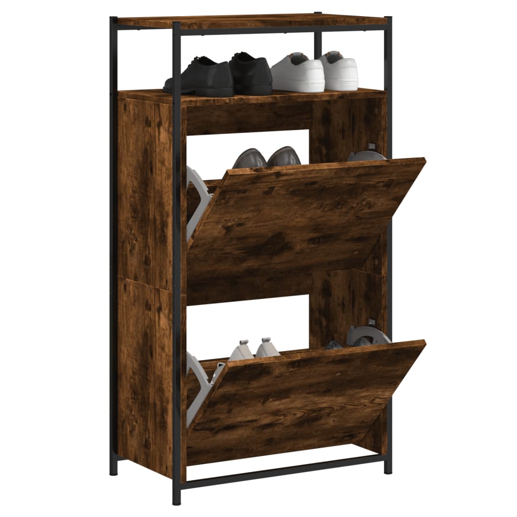 Armoire à chaussures chêne fumé 60x34x112 cm bois d'ingénierie - XIOS