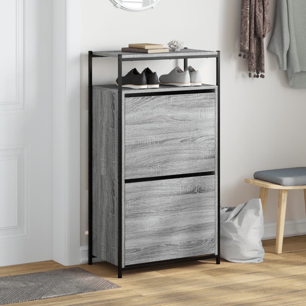 Armoire à chaussures Sonoma gris 60x34x112 cm Bois d'ingénierie - XIOS