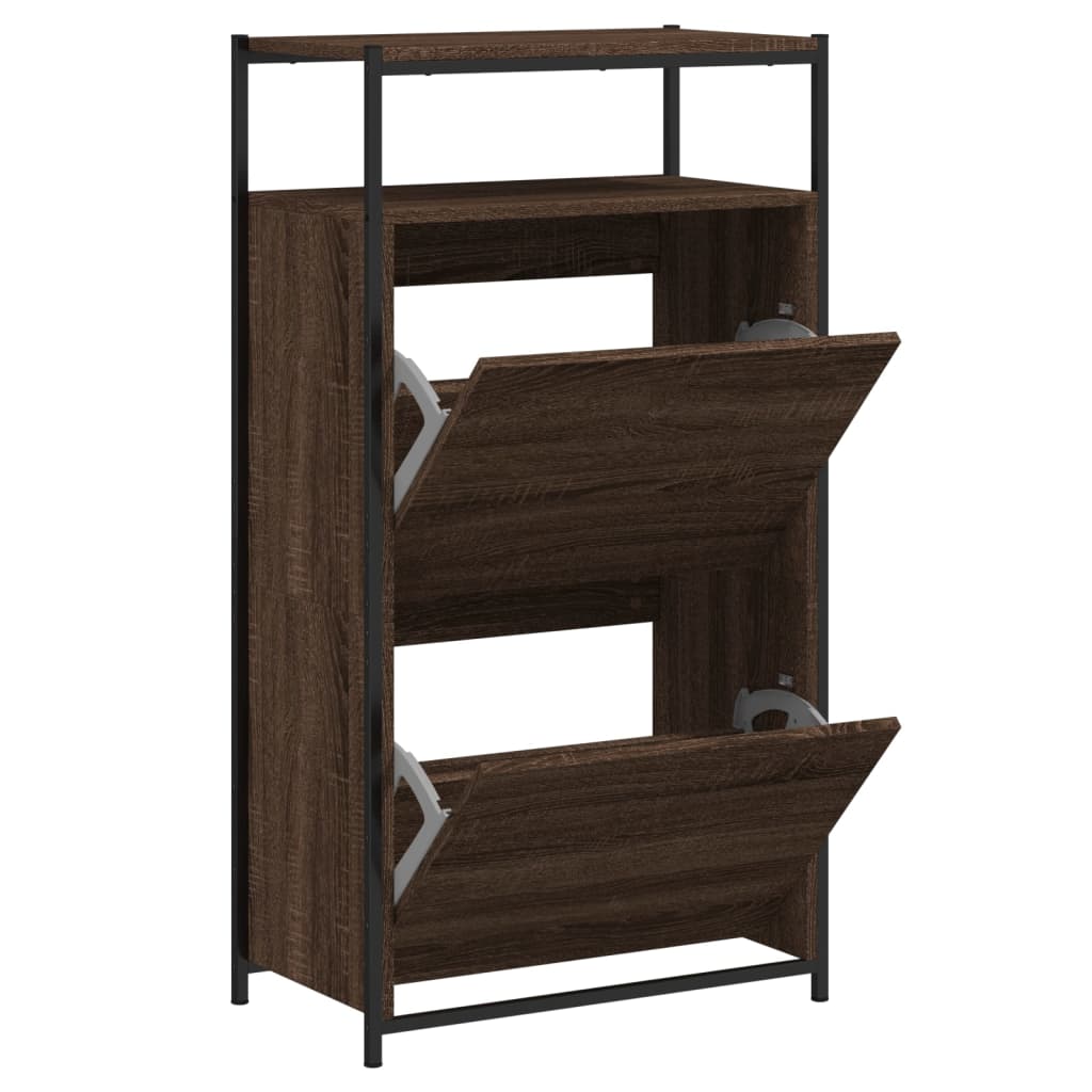 Armoire à chaussures chêne marron 60x34x112cm bois d'ingénierie - XIOS