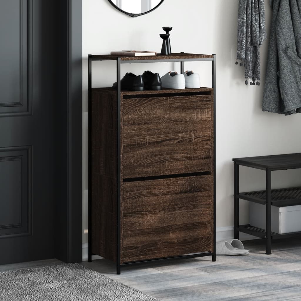 Armoire à chaussures chêne marron 60x34x112cm bois d'ingénierie - XIOS
